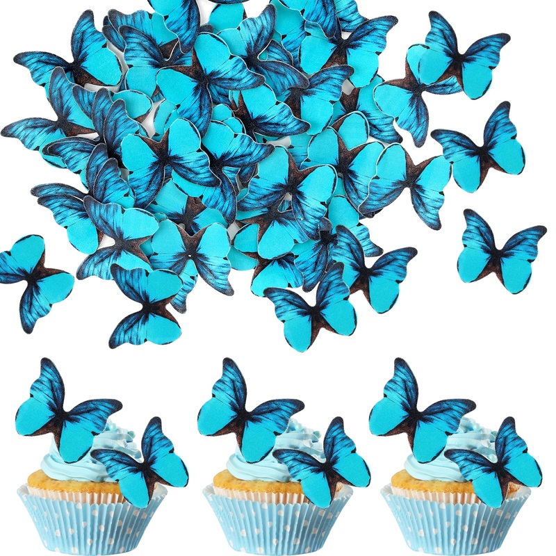 48Pcs Edible Butterflies For Cake Decorating – Vivid Butterfly Cupcake Toppers For Wedding, Anniversary, Birthday Parties – Tiff