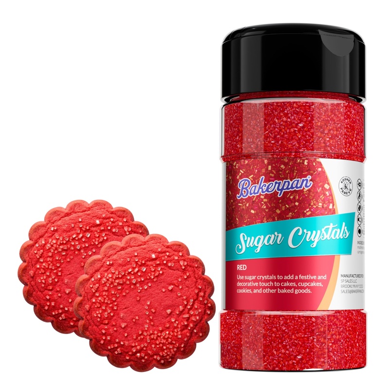 Bakerpan Sugar Sprinkles For Baking – 7 Ounce Red Decorating Sugar Crystals For Cookies, Cake Pops, Ice Cream (Made In Usa)