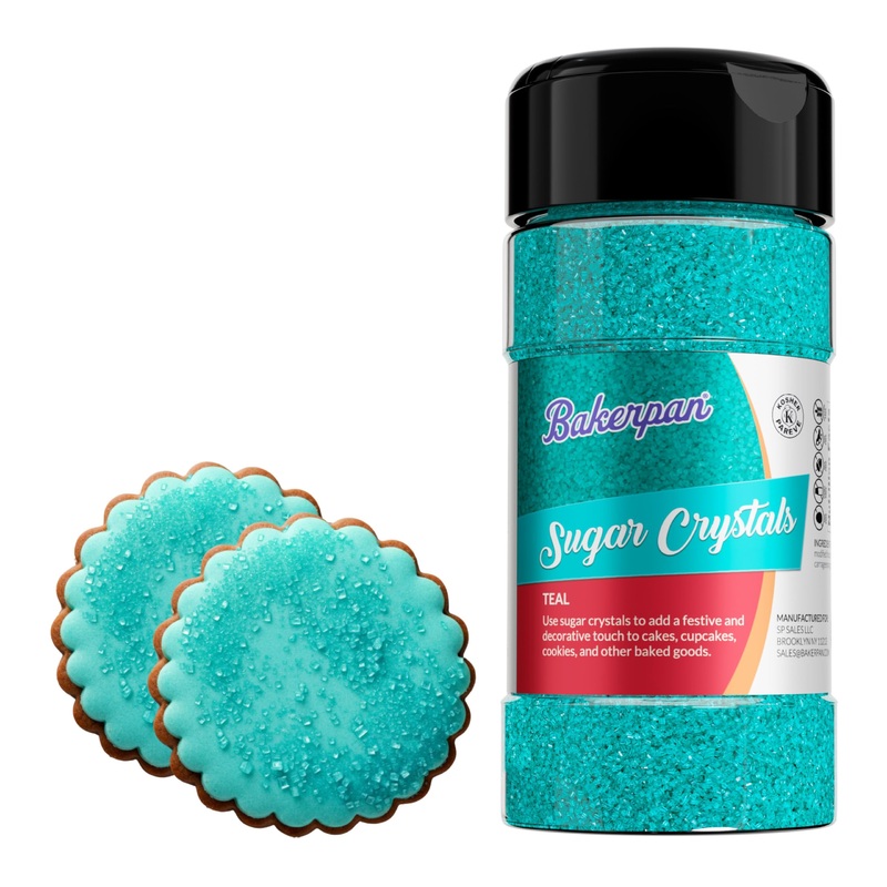 Bakerpan Sugar Sprinkles For Baking – 7 Ounce Teal Decorating Sugar Crystals For Cookies, Cake Pops, Ice Cream (Made In Usa)