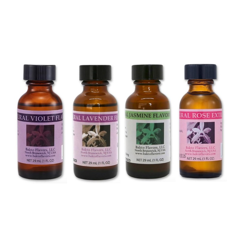 Bakto Flavors Combo Pack 1-Ounce Bottles, Pack Of 4 – Violet, Lavender, Jasmine, Rose
