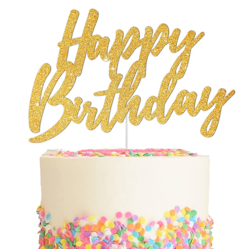 Beishida Happy Birthday Cake Toppers Gold Glitter Birthday Cake Decoration Cake Baking Supplies 18Th 30Th 40Th Birthday Cake Top