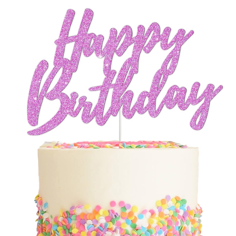 Beishida Happy Birthday Cake Toppers Purple Glitter Birthday Cake Decoration Cake Baking Supplies 18Th 30Th 40Th Birthday Cake T