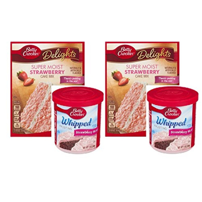 Betty Crocker Super Moist Strawberry Cake Mix And Betty Crocker Whipped Strawberry Mist Frosting Bundle – 2 Of Each – 4 Items. ‘