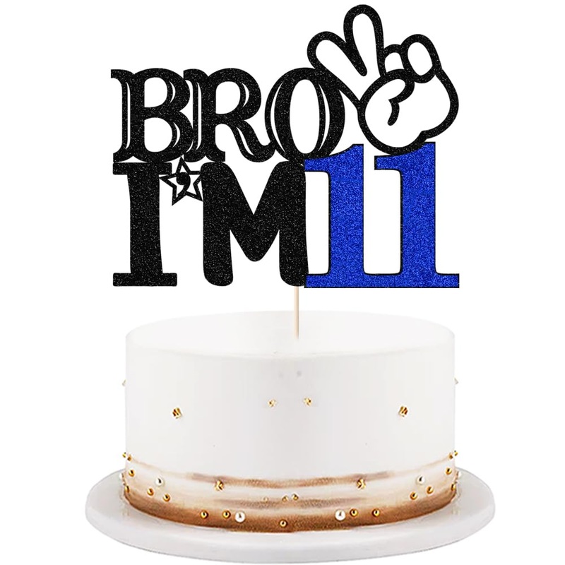 Bro I’M 11 Cake Topper- 11Th Birthday Cake Picks, Officially Teenager Cake Topper, Boy 11Th Birthday Cake Decorations – 11 Years