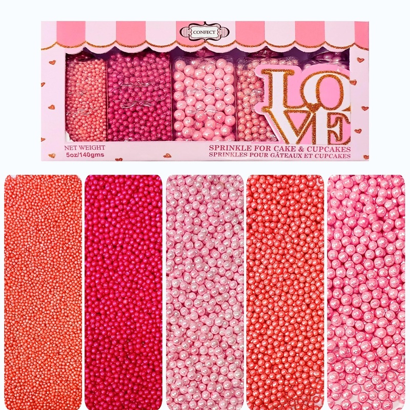 Confect Pretty In Pink Pearl Sprinkles Mix – Pink Sprinkles | Edible Baking Decorations For Cakes, Cupcakes, Cookies – Valentine