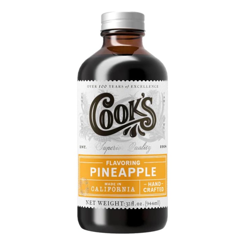 Cook’S, Pineapple Flavoring For Baking, Candies, Cakes, Smoothies, Beverages, 32 Oz