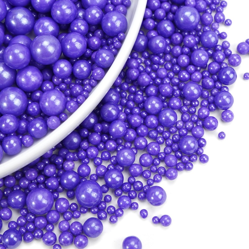 Dazzjoy Edible Pearl Purple Sugar Sprinkles, 130G/4.58Oz, Purple Ball Pearls Sprinkles For Cake Decorating, Cupcake Toppers, Edi