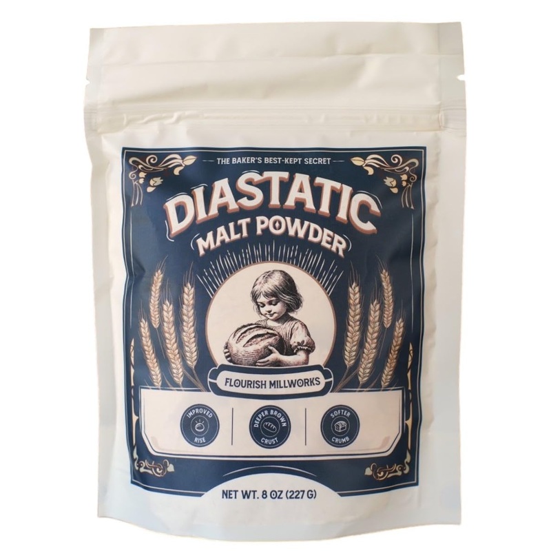 Flourish Millworks Diastatic Malt Powder – 8Oz – Premium Baking Enhancer & Dough Improver – The Baker’S Best-Kept Secret For Per