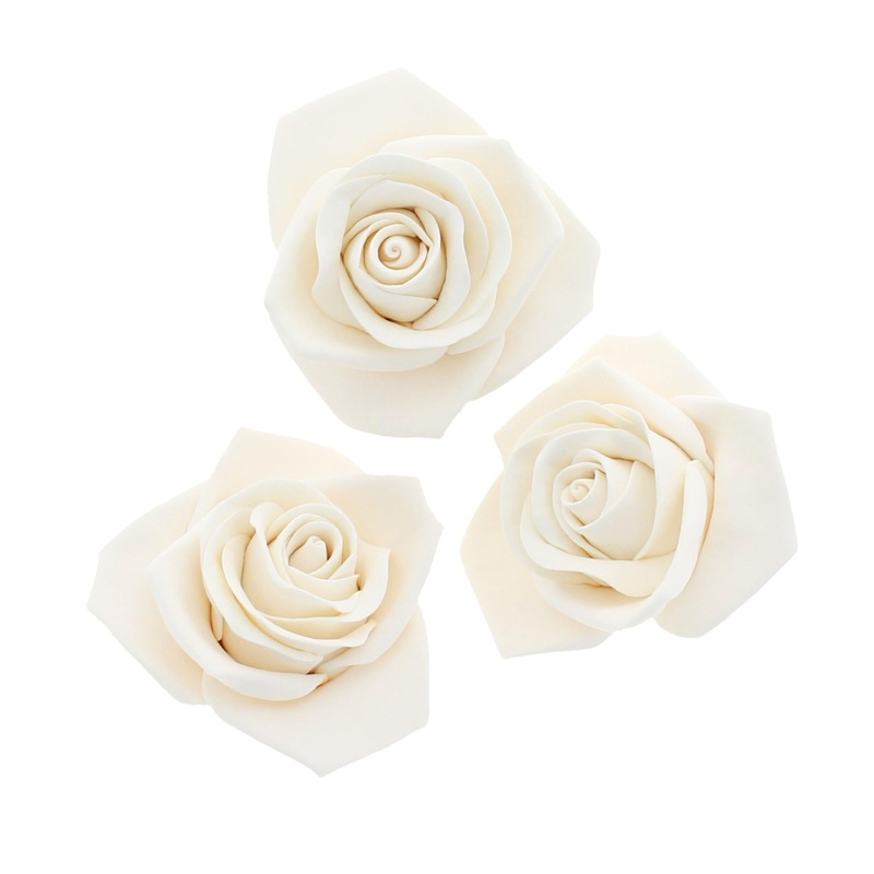 Global Sugar Art Peace Rose Sugar Cake Flowers White 3 Inch, 3 Count By Chef Alan Tetreault