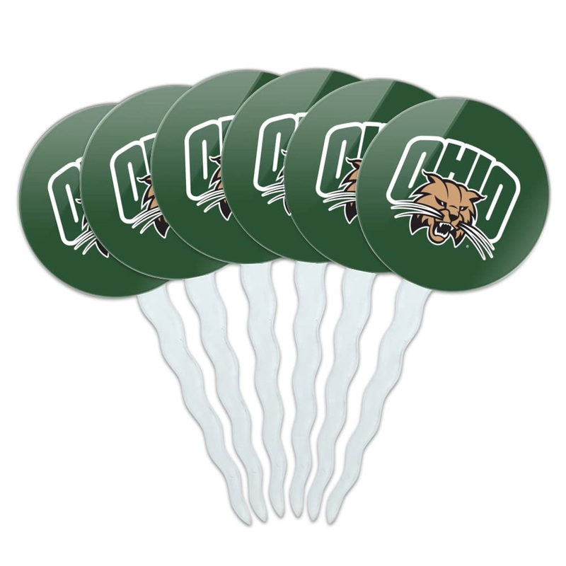 Graphics & More Ohio University Primary Logo Cupcake Picks Toppers Decoration Set Of 6