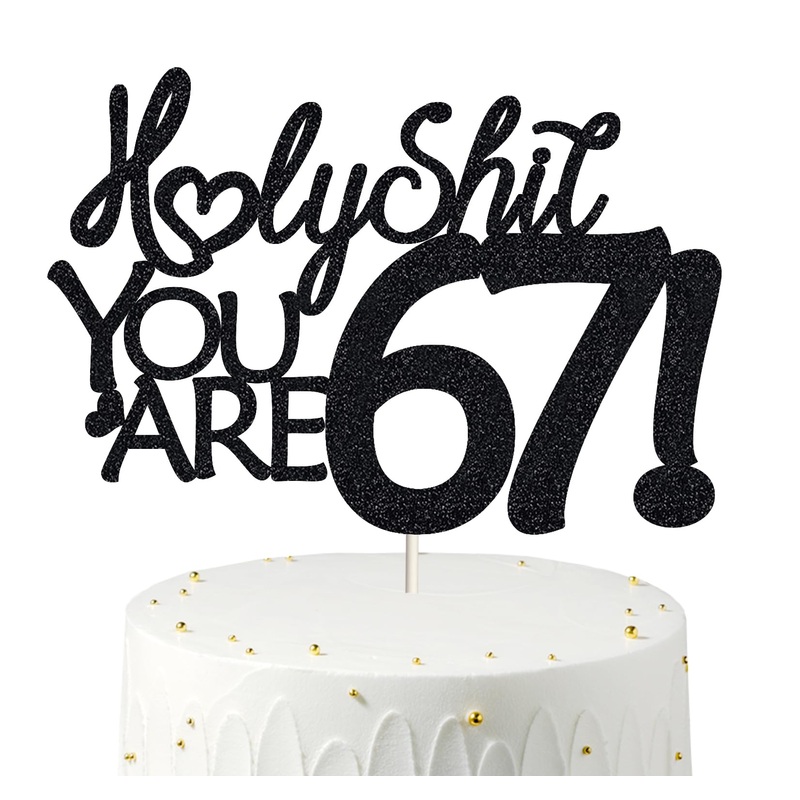Happy 67Th Birthday Cake Topper 67 Birthday Cake Toppers-Black Glitter, Funny 67Th Cake Topper For Men For Women, 67Th Birthday