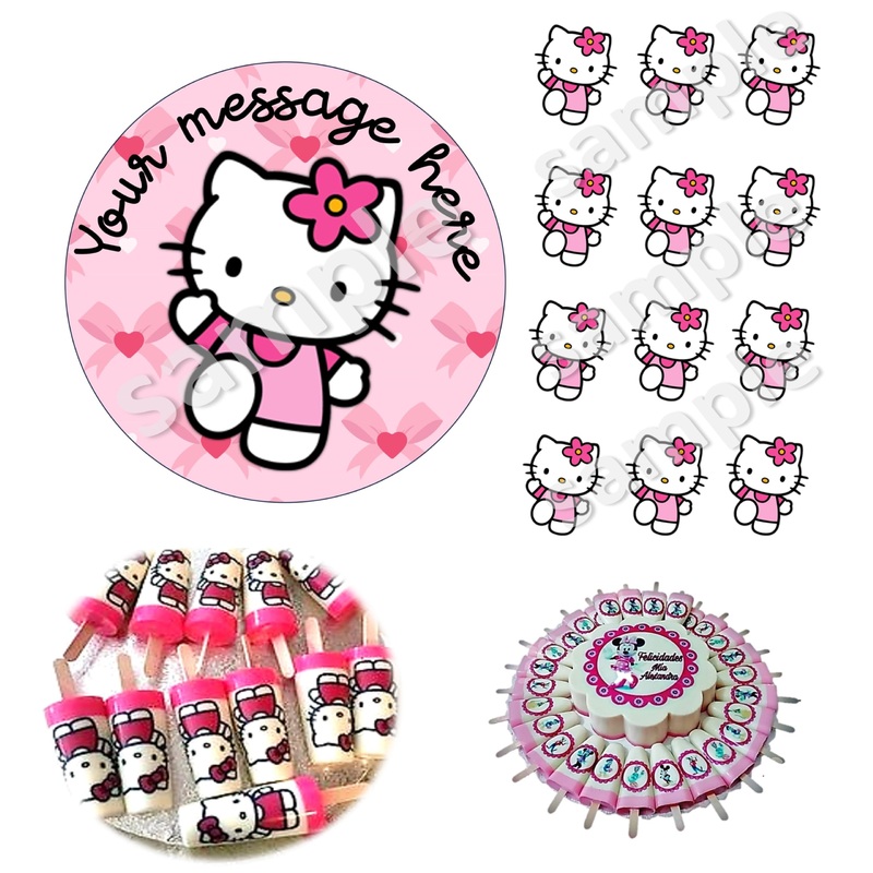 Hello Tranferencias Kitty Impresiones Para Gelatinas, Edible Image For Jelly Art Topper Printed On Wafer Edible Paper Or Bond Pa