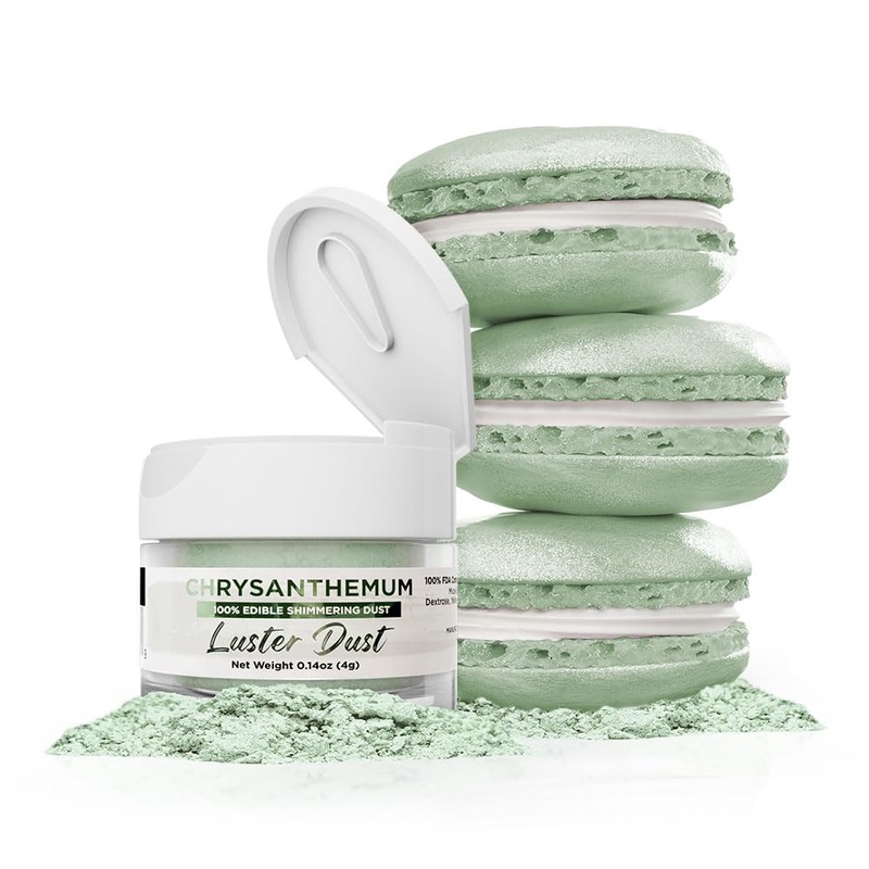 Luster Dust – Chrysanthemum Green (4G 1X Jar) | Edible Vegan Dust & Paint For Cake Decorating, Ice Cream, Desserts, Cocktails An