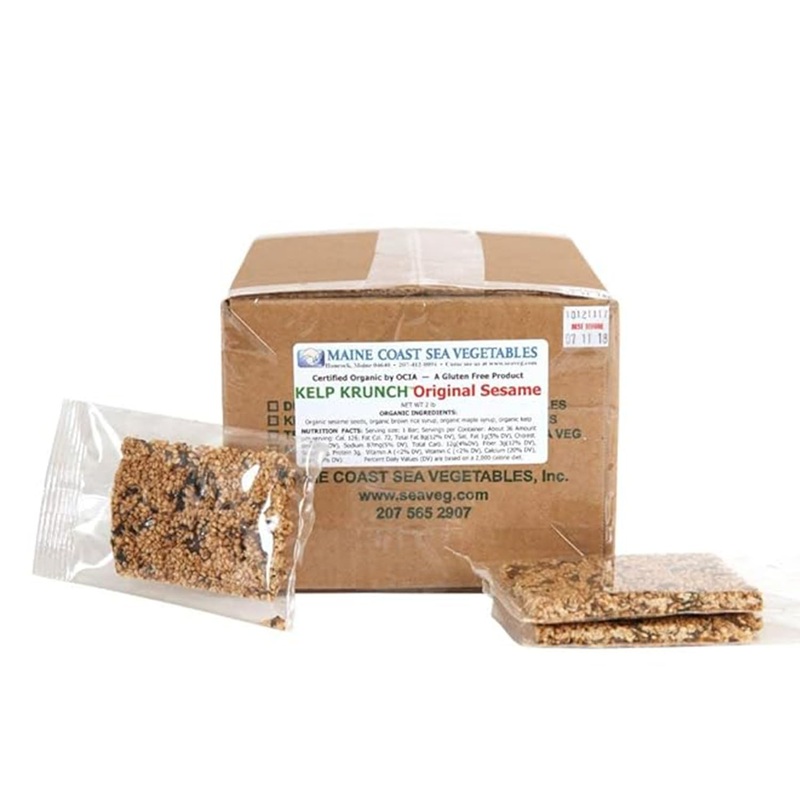 Maine Coast Sea Vegetables Kelp Krunch Original Sesame Bars | Organic Sesame Seed Snacks | Crunchy Seed Bars W/ Wild-Harvested K