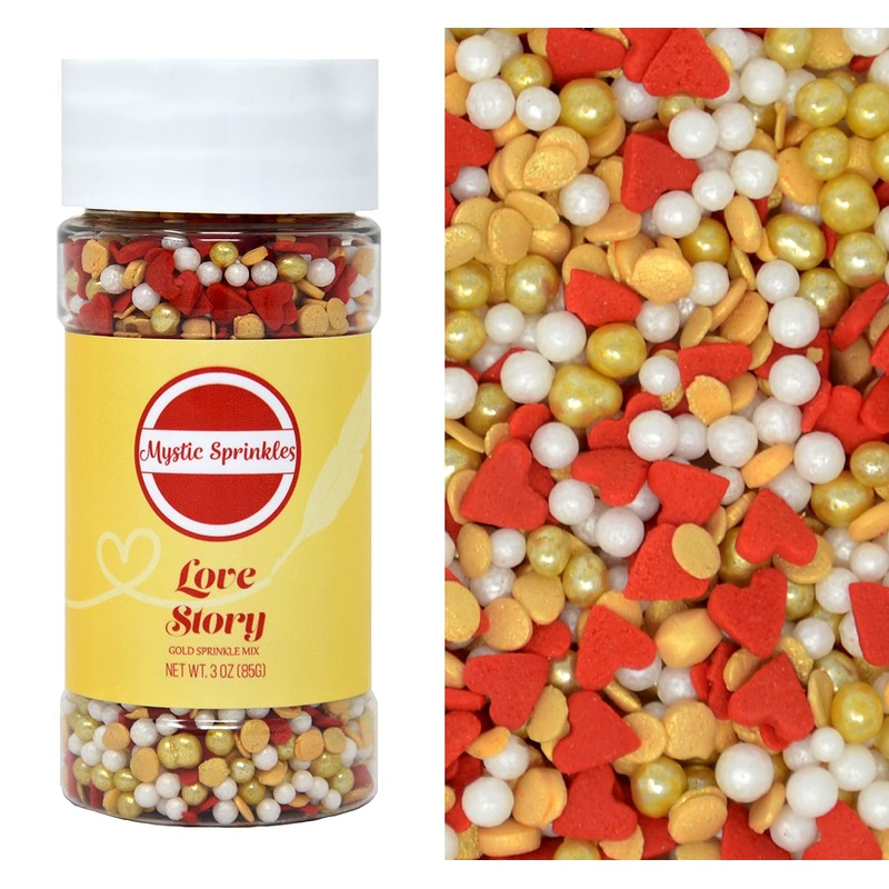 Mystic Sprinkles Valentine’S Day Sprinkle Mixes (Love Story In Gold 3.5Oz)