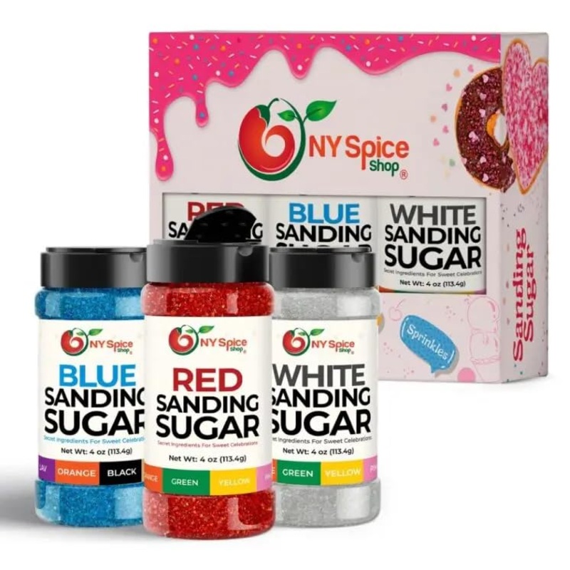 Ny Spice Shop Red-White-Blue Sanding Sugar For Memorial Day – Sweet Colorful Edible Sprinkles For Candy Dish – Chocolate Sprinkl