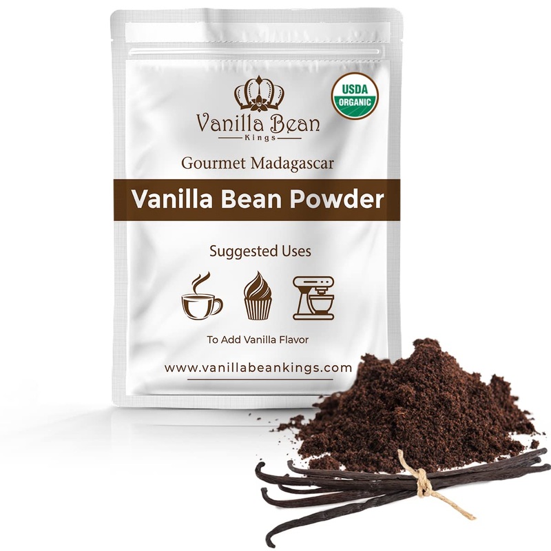 Organic Vanilla Bean Powder – 100% Pure Ground Madagascar – For Cooking, Baking & Additional Flavoring – Add To Coffee, Tea, Yog
