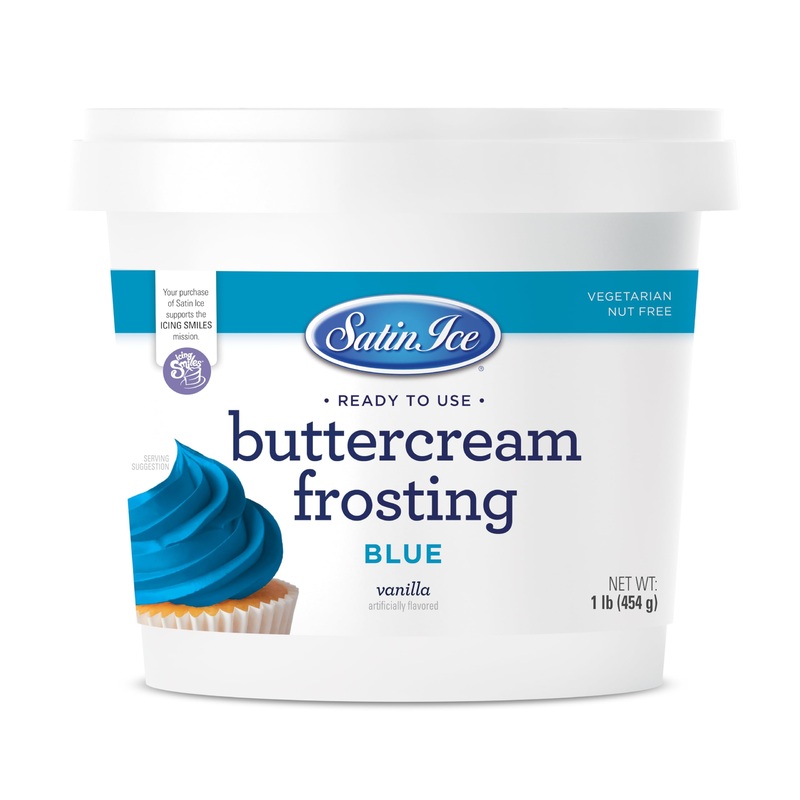 Satin Ice Blue Buttercream Frosting – 1Lb – Pail