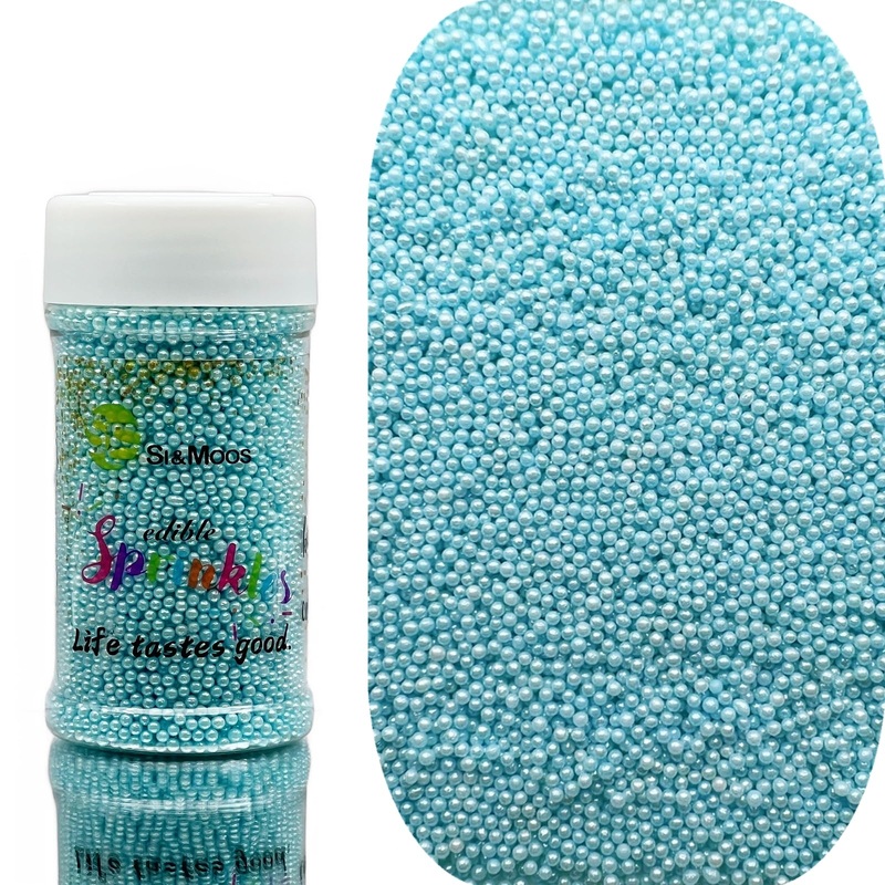 Se Si&Moos Light Blue Sprinkles Baby Blue Nonpareils Edible Pearls For Cake Decorating Small Pearl Sprinkles Halloween Cake Deco