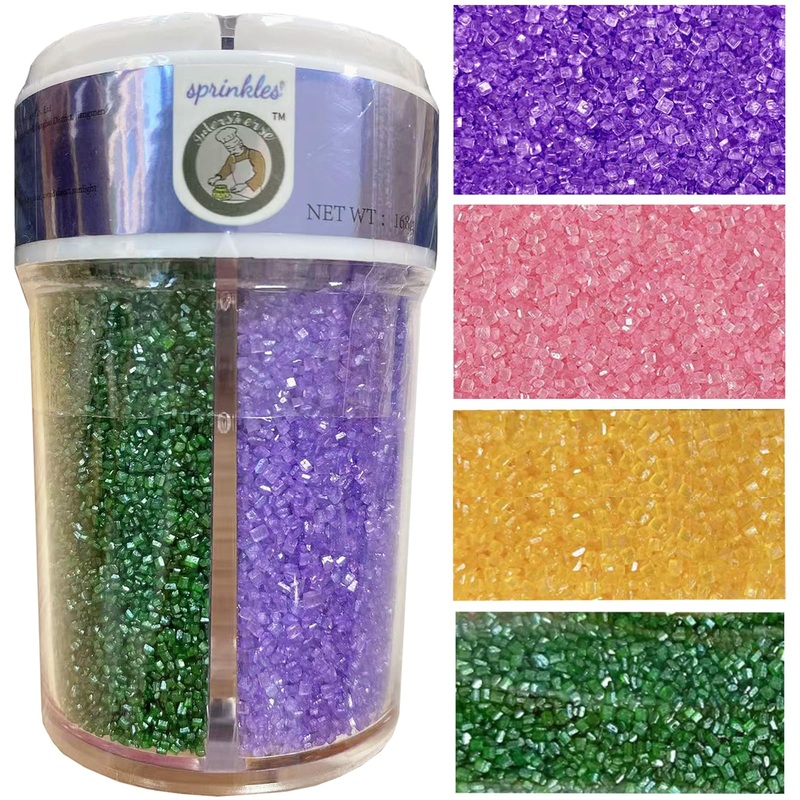 Sentovac 4-Colors Sanding Sugar For Baking Edible Sparkling Sugar Sprinkles Coarse Sugar Crystals For Baking Cake Cookie Cupcake
