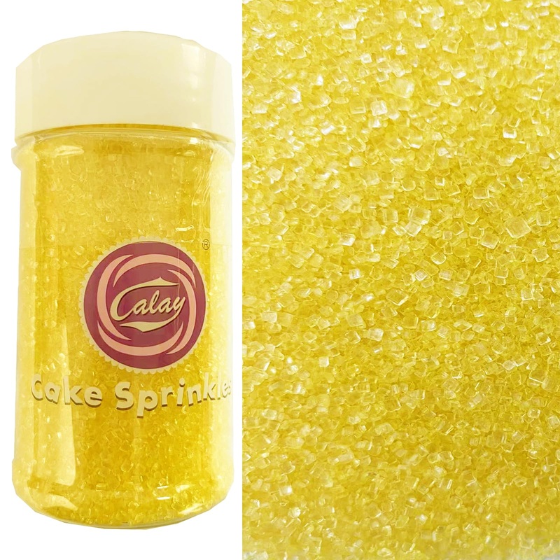 Sentovac Yellow Sanding Sugar For Baking Edible Sparkling Sugar Sprinkles Coarse Sugar Crystals For Baking Topping Cake Cookie C
