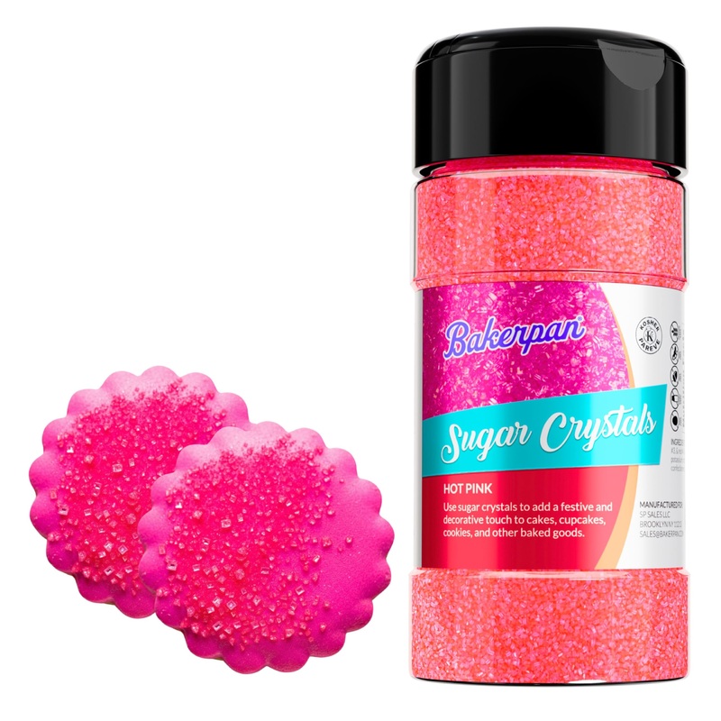 Bakerpan Sugar Sprinkles For Baking – 7 Ounce Hot Pink Decorating Sugar Crystals For Cookies, Cake Pops, Ice Cream (Made In Usa)