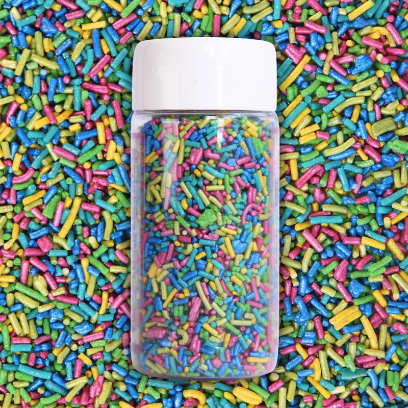 Confect Neon Rainbow Sprinkles Mix – Custom Blend Jimmies For Cake, Cupcake & Cookie Decorating – Edible Multicolor Toppings For