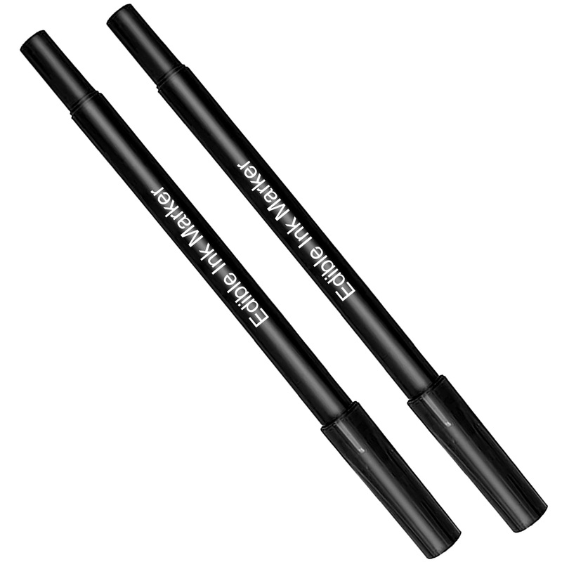 Edible Markers For Cookie Decorating, 2Pcs Black Double Sided Extra Fine Tip Edible Pens, Food Grade Food Coloring Marker Pens F