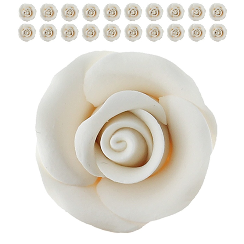 Global Sugar Art Rose Sugar Cake Flowers, Premium White, Unwired, Small Sugar Flowers, 20 Count By Chef Alan Tetreaul