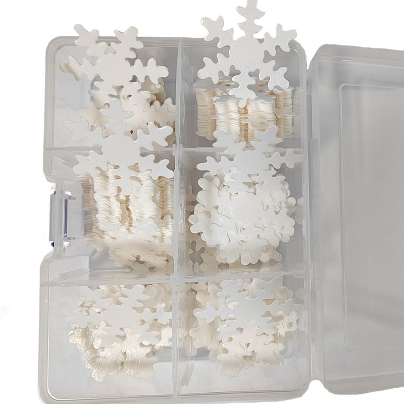 Homankit 50Pcs Edible Cupcake Toppers Snowflakes For Cake Decorating Christmas Winter Frozen Birthday Party Decoration White