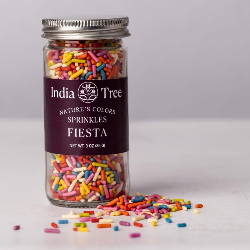 India Tree Nature’S Colors Fiesta Sprinkles 3 Oz | Natural Rainbow Sprinkles, Vegan, Non-Gmo, Top 9 Allergen-Free, Red-3 Free
