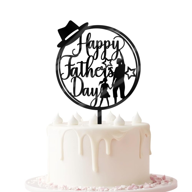 Keoysek Black Acrylic Dad Happy Birthday Cake Topper Father’S Day Birthday Party Decorations Supplies Decorations