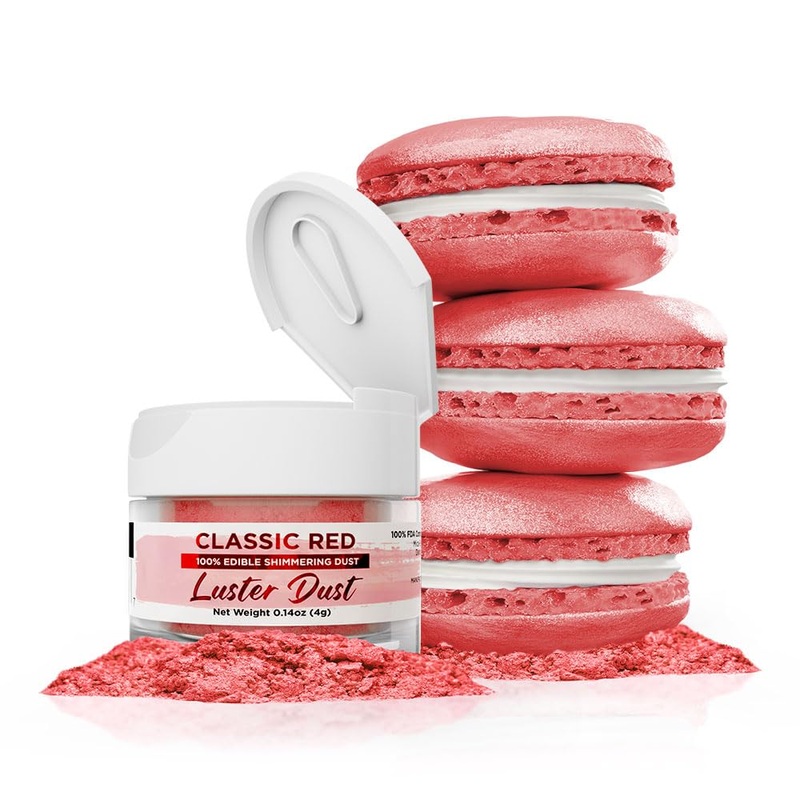 Luster Dust – Classic Red (4G 1X Jar) | Edible Vegan Dust & Paint For Cake Decorating, Ice Cream, Desserts, Cocktails And Bevera