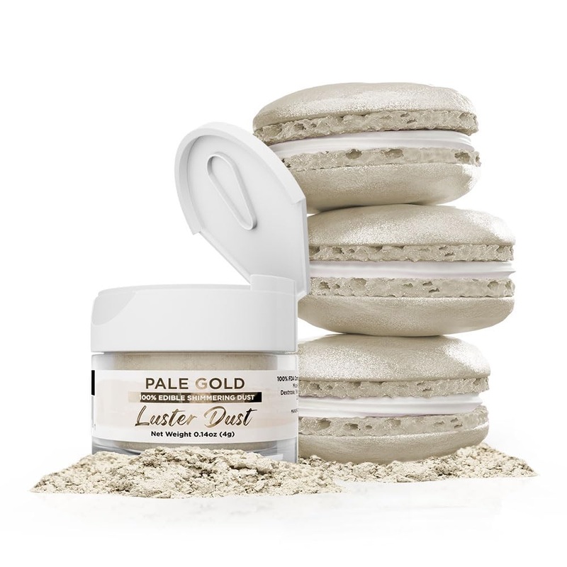 Luster Dust – Pale Gold (4G 1X Jar) | Edible Vegan Dust & Paint For Cake Decorating, Ice Cream, Desserts, Cocktails And Beverage