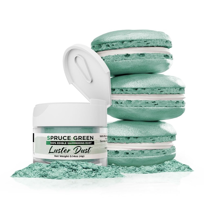 Luster Dust – Spruce Green (4G 1X Jar) | Edible Vegan Dust & Paint For Cake Decorating, Ice Cream, Desserts, Cocktails And Bever