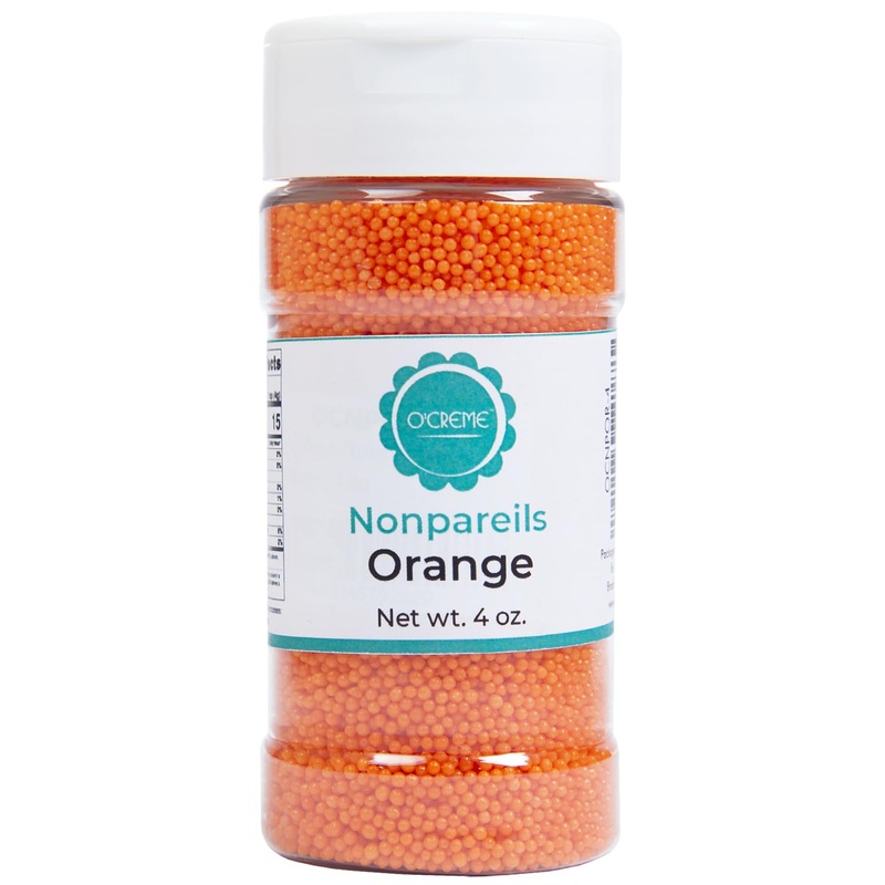 Ocreme Nonpareils Sprinkles – 4Oz Orange Non Pareil Sprinkles – Colorful Sprinkles For Cake Decorating – Kosher Sprinkles For Ic