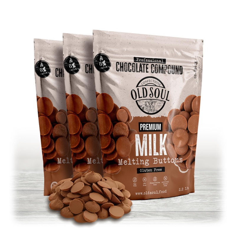 Oldsoul Chocolate Compound Buttons 6.6 Lb | Milk Chocolate 8% Real Cocoa | Smooth Melting | Perfect For Baking & Desserts (6.6 L