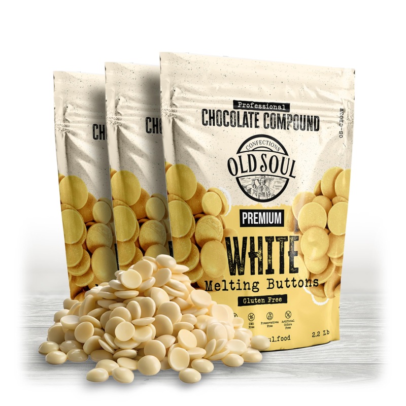 Oldsoul Chocolate Compound Buttons 6.6 Lb | White Chocolate | Smooth Melting | Perfect For Baking & Desserts (6.6 Lbs, White Cho