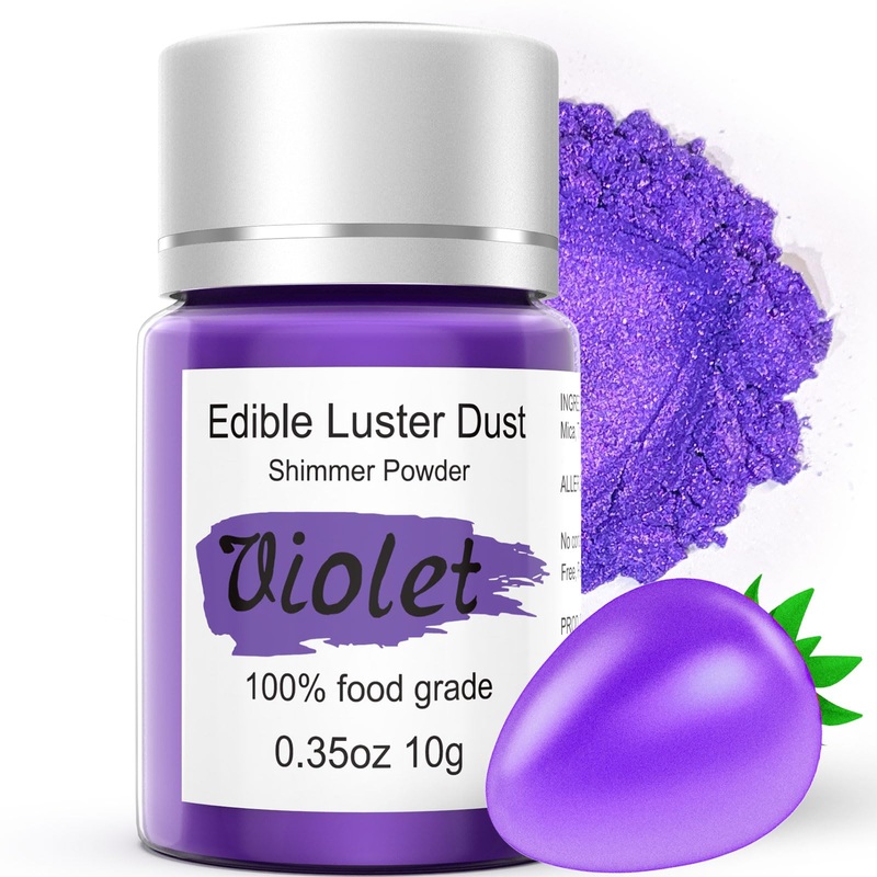 Purple Luster Dust Edible Glitter For Cakes Cocktails – 10G Colaele Edible Shimmering Dust For Chocolates, Metallic Food Colorin