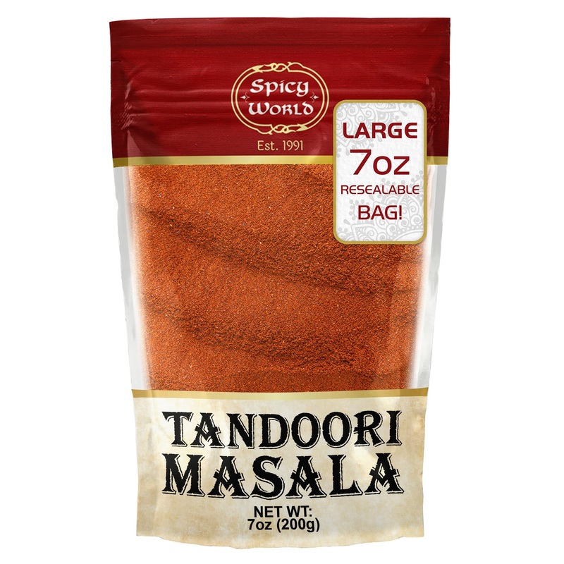 Spicy World Tandoori Masala Spice Mix Seasoning 7 Oz – 18 Spice Blend – Premium Quality Tandori Masala, Marinade & Grill Spice B