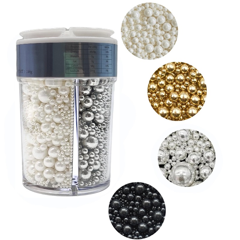 4 In 1 Pearl Sugar Sprinkles 6 Oz, Mix Sizes Candy Pearls Ideal For Baking, Cake And Cupcake Toppers, Cookie Decoration, Ice Cre