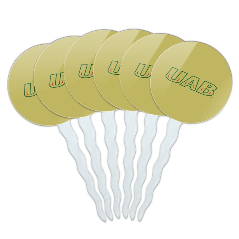 Alabama At Birmingham Secondary Logo Cupcake Picks Toppers Decoration Set Of 6
