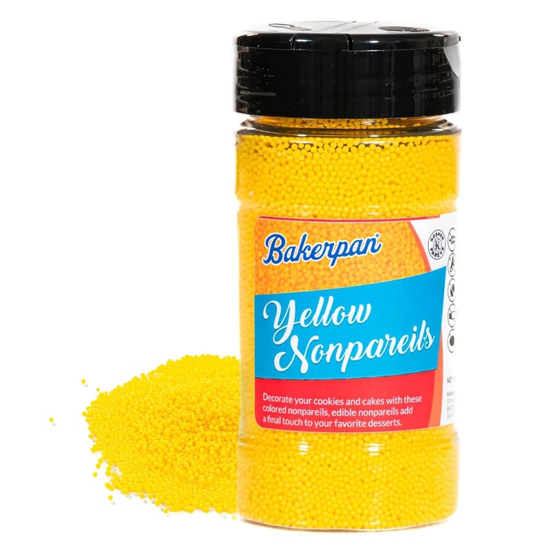 Bakerpan Yellow Nonpareils Sprinkles – 7 Ounces Yellow Sprinkles For Cake Decorating – Edible Nonpareils For Cupcakes, Ice Cream