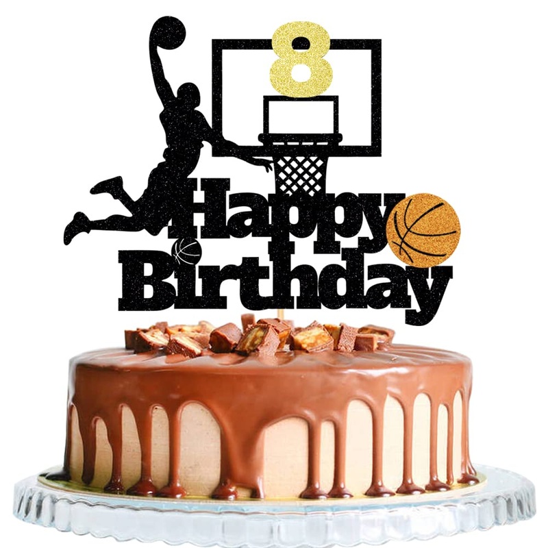Basketball Happy 8Th Birthday Cake Topper-Basketball Themed Birthday Party Cake Decoration-8 Years Birthday Party Supplies (8Th)