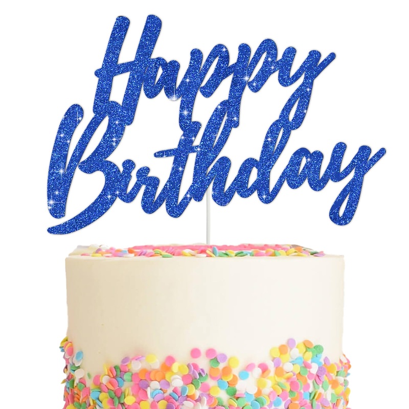 Beishida Happy Birthday Cake Toppers Dark Blue Glitter Birthday Cake Decoration Cake Baking Supplies 18Th 30Th 40Th Birthday Cak