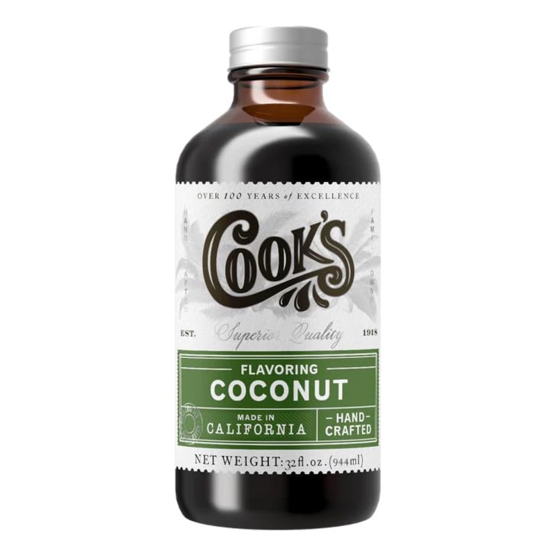 Cook’S, Coconut Flavoring For Cakes, Cookies, Pastries, Ice Creams, Smoothies, 32 Oz
