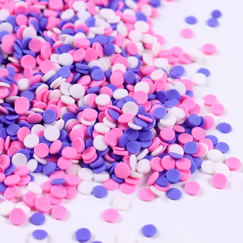 Edible Confetti Sprinkles For Cake Decorating, Round Sprinkles, Purple, Pink And White Sprinkles For Baking, Cupcakes, Macarons,
