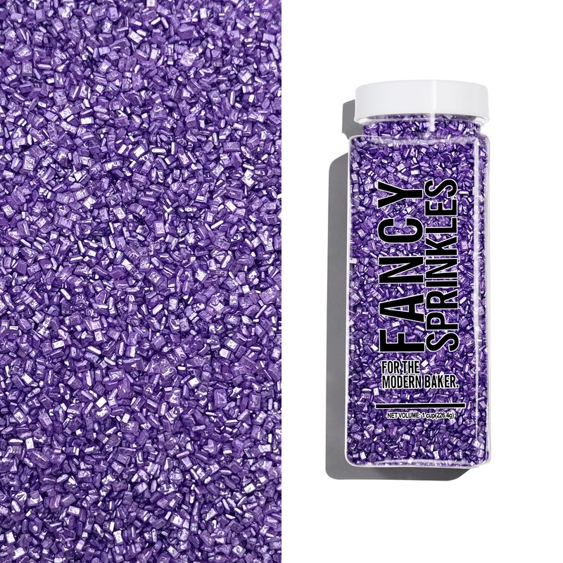 Fancy Sprinkles Amethyst Purple Fancy Sugar Pearlescent, Sparkly Sugar Crystals (8 Oz)