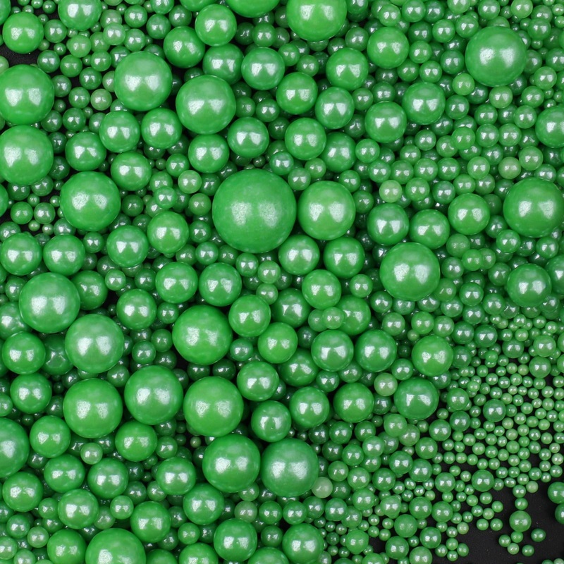 Green Sprinkles For Cake Decorating, 120G/4.23Oz Edible Green Pearl Sprinkles Mix, Sugar Candy Pearls For Baking, Cookie Decorat