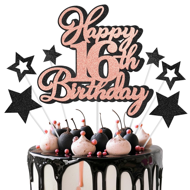 Happy 16Th Birthday Cake Topper 16 Birthday Cake Decorations, Happy 16Th Birthday Anniversary Party Cake Decorations For Boy Gir